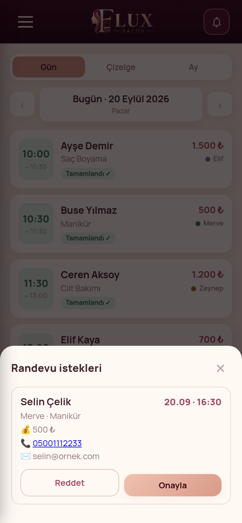 Online randevu istekleri